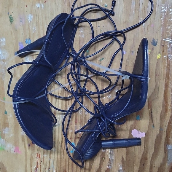 Cult Gala Soleil Lace up Bamboo heels 37 navy blue - Picture 1 of 6